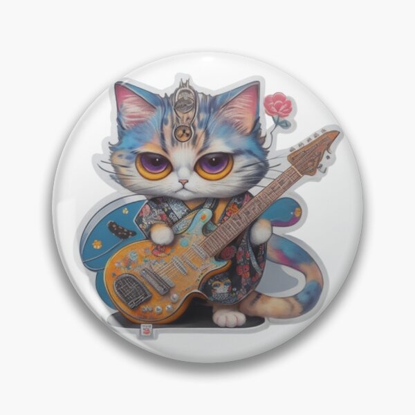 Item preview, Adorable kimono-clad cat guitarist rocking the stage sticker and more. designed and sold by mefirefire.