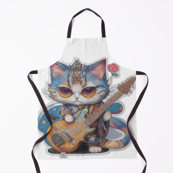 Item preview, Adorable kimono-clad cat guitarist rocking the stage sticker and more. designed and sold by mefirefire.