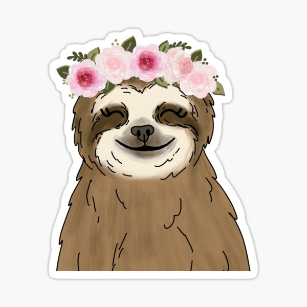 Floral Crown Sloth Sticker