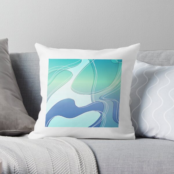 Blue abstract pond Throw Pillow