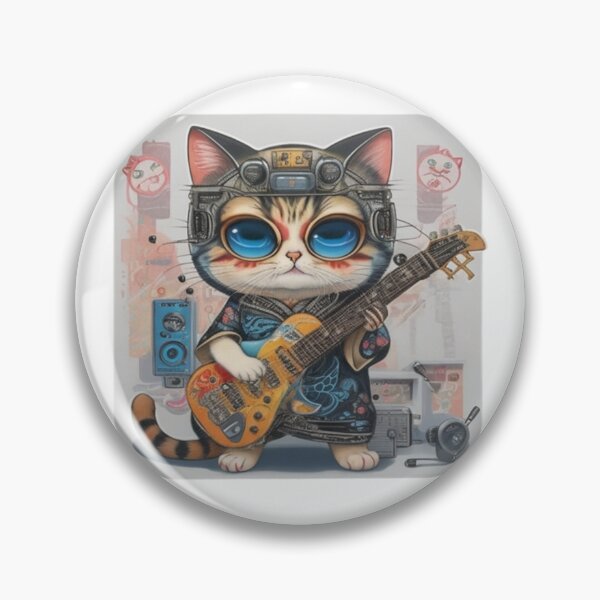 Item preview, Adorable kimono-clad cat guitarist rocking the stage sticker and more. designed and sold by mefirefire.