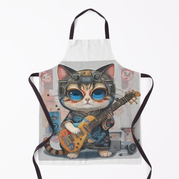 Item preview, Adorable kimono-clad cat guitarist rocking the stage sticker and more. designed and sold by mefirefire.