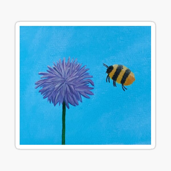 Peinture à l'aquarelle d'abeille et de fleur Sticker