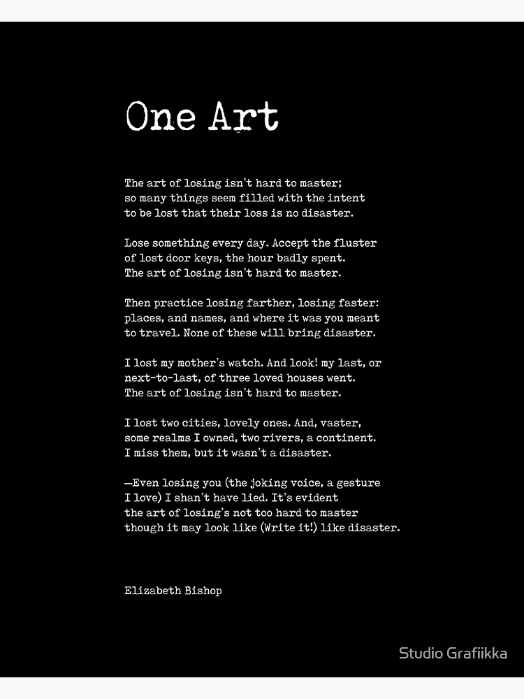 One Art - Elizabeth Bishop Poem - Literature - Minimal