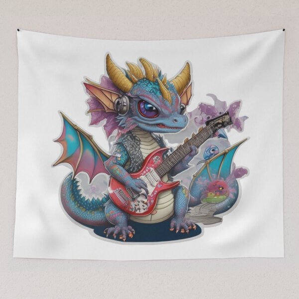 Item preview, Adorable kimono-clad dragon guitarist rocking the stage sticker and more. designed and sold by mefirefire.