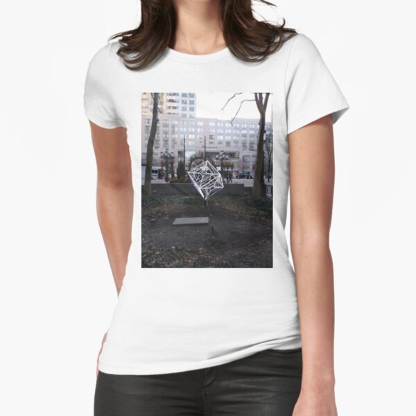 Street, City, Buildings, Photo, Day, Trees Fitted T-Shirt