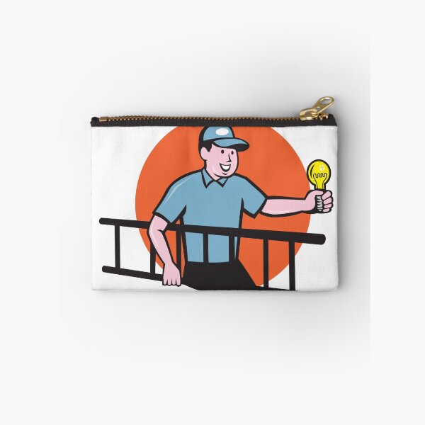 Item preview, Electrician Ladder Light Bulb Circle Cartoon designed and sold by patrimonio.
