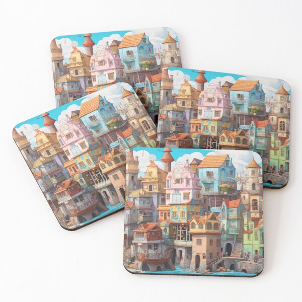 Item preview, Cute Seaside Fishing Village designed and sold by WafflePoppy.