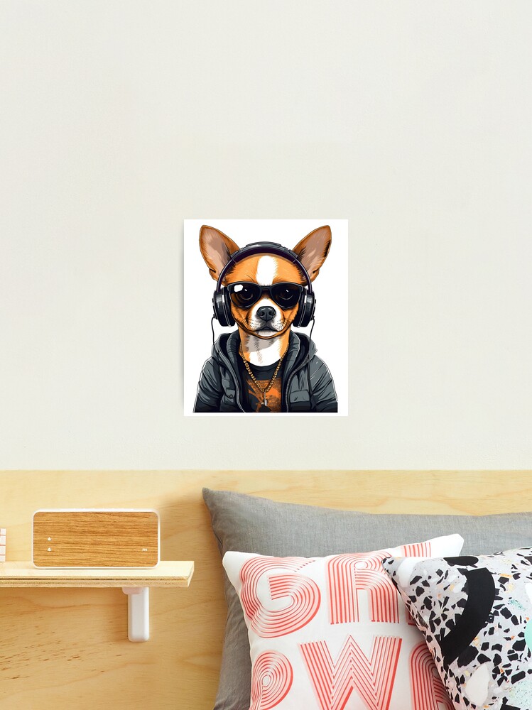 Cool Chihuahua Design, Chihuahua Badass DJ Art, Chihuahua Awesome
