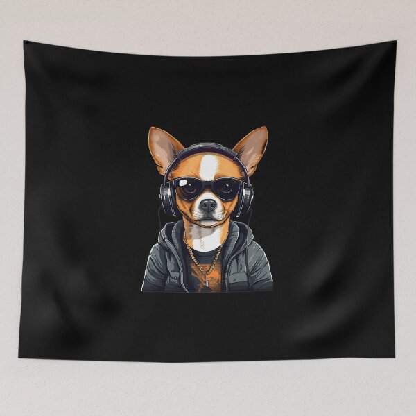Item preview, Cool Chihuahua Design, Chihuahua Badass DJ Art, Chihuahua Awesome Pet Dog designed and sold by MysteriousJ.