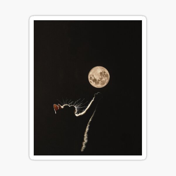 Item preview, Cat Meets the Moon designed and sold by DreamCollagee.