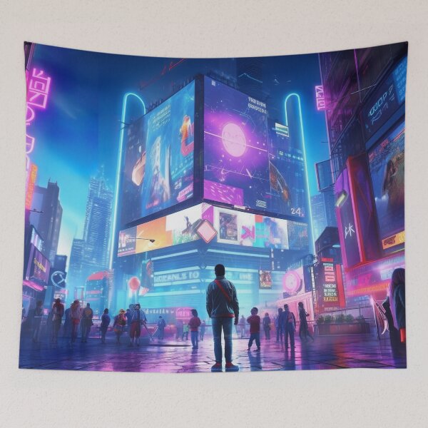 Item preview, Neon-Lit Futuristic Urban Scene designed and sold by cyberartmaker.