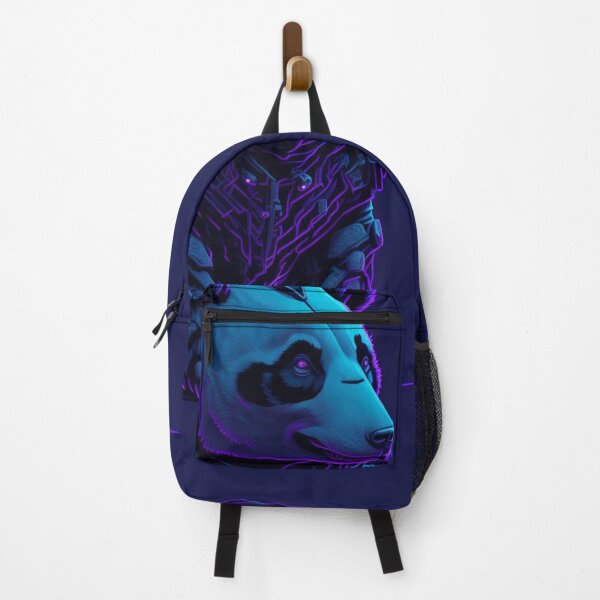 Item preview, Panda in futuristic armour techno design purple neon illustration designed and sold by Meena-tta.