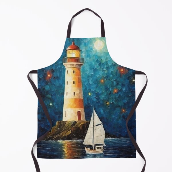 Item preview, Beautiful landscape oil painting lighthouse sailboat AI generated designed and sold by artofsash.