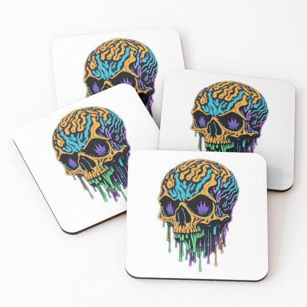 Item preview, Neon 2D Flat Sticker: Broken Skull and Magic Mushroom designed and sold by RedArtG09.