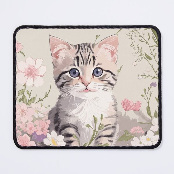 Item preview, Cute Vintage Cat With Wild Flowers designed and sold by miaowlove.