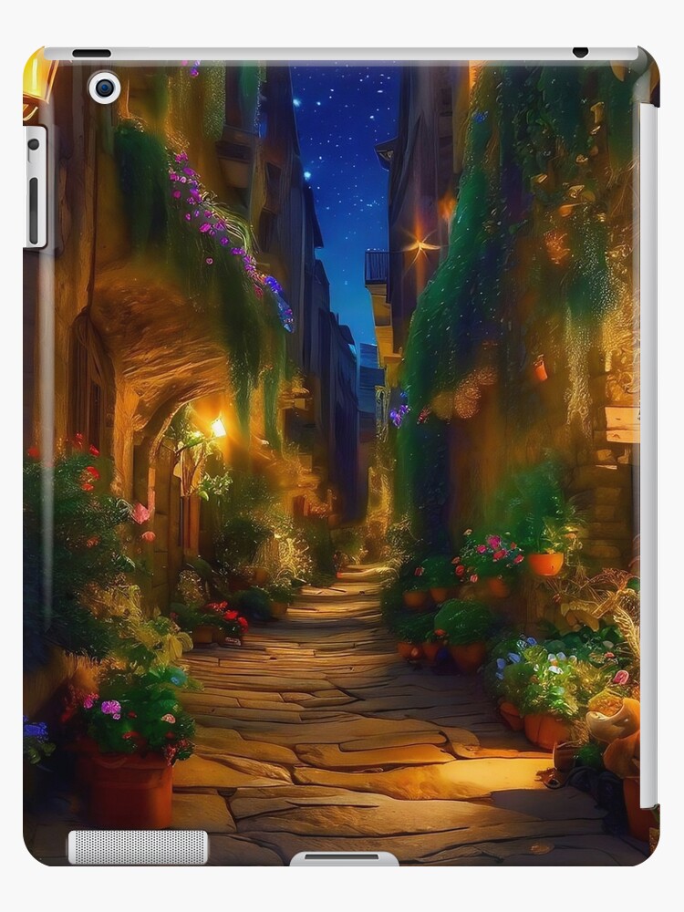 Thumbnail 1 of 2, iPad Case & Skin, The startlit alley, flowers and plants designed and sold by cokemann.