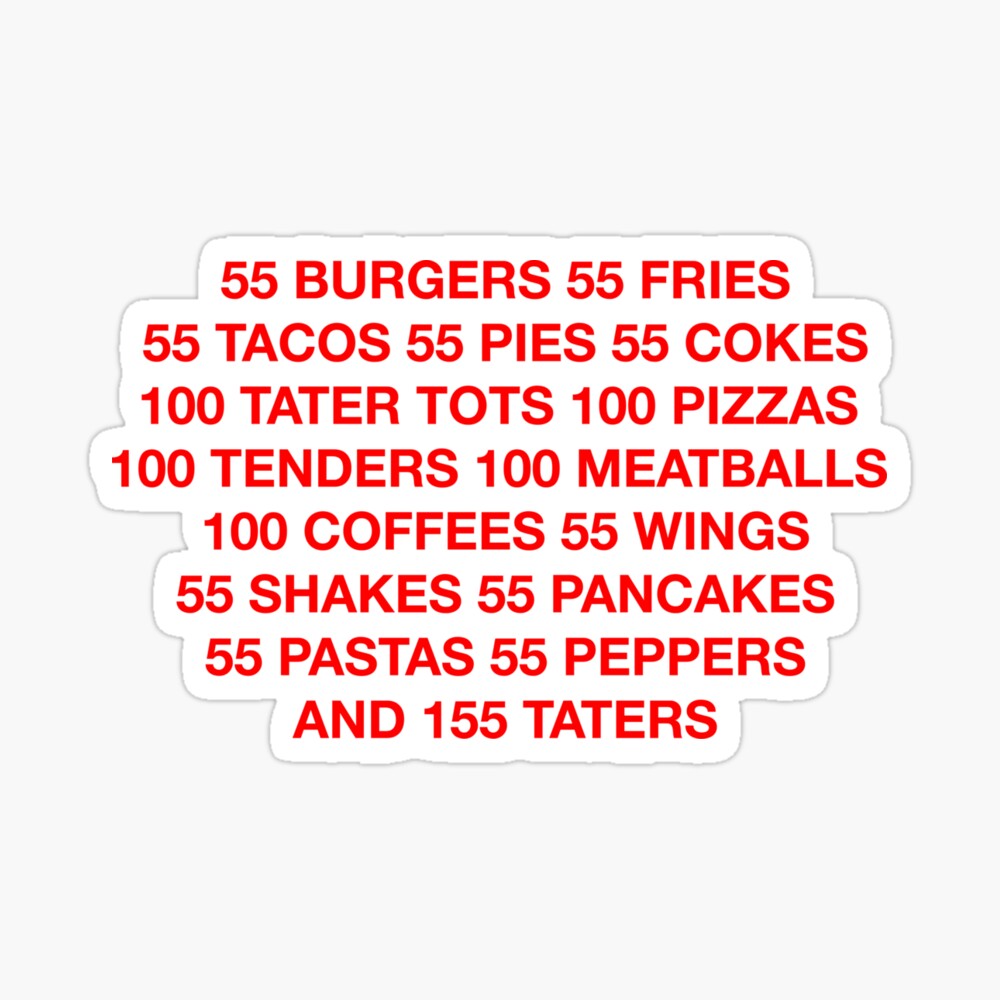 55 Burgers, 55 Fries, 55 Tacos, 55 Pies Tote Bag