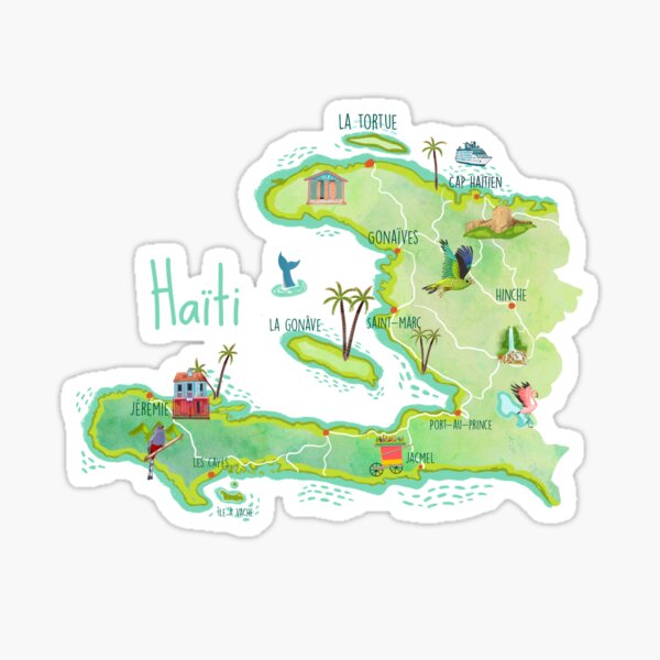 Item preview, Haiti illustrated map designed and sold by Island Life Studio.