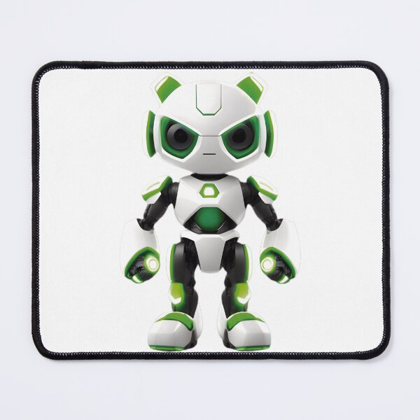 Item preview, Mischievous Green and White Robot - Tech Fun for Kids and Adults designed and sold by Mementium.