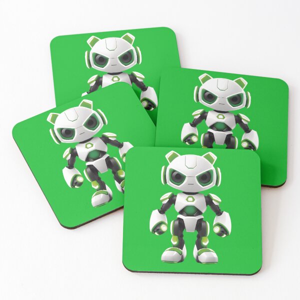 Item preview, Mischievous Green and White Robot - Tech Fun for Kids and Adults designed and sold by Mementium.