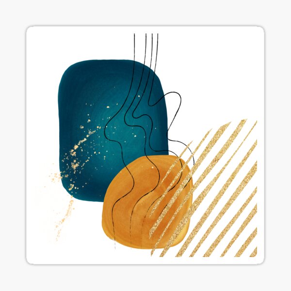 Watercolour Abstract with Gold Sticker
