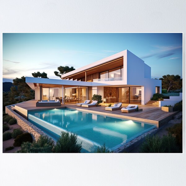 Item preview, Ibiza villa, architecture, pool, luxury, AI generated designed and sold by artofsash.
