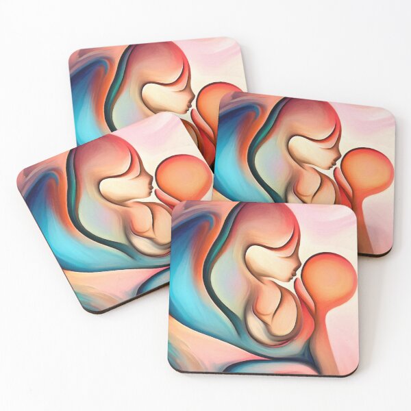 Item preview, Mother and her baby abstract oil paint designed and sold by ciaobebo.