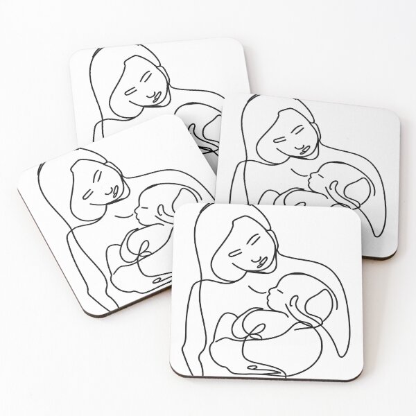 Item preview, Mother and her baby line art on white designed and sold by ciaobebo.