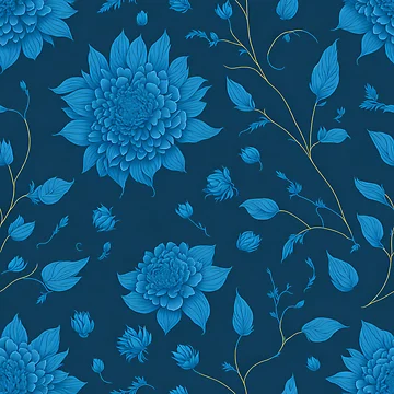 Artwork thumbnail, Blue Color Floral Pattern by DesignCentrum