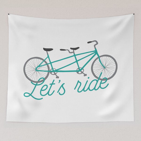Item preview, Let's Ride Tandem Bicycle Illustration - Teal  designed and sold by oneprettyprint.