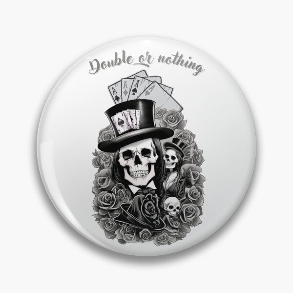 Item preview, Double or nothing tattoo design of skulls and roses with black and white aces. designed and sold by MonstersVariety.