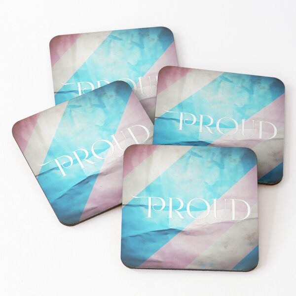 Item preview, Abstract Transgender Pride Flag With "Proud" Text Art Print designed and sold by stateofhuman.