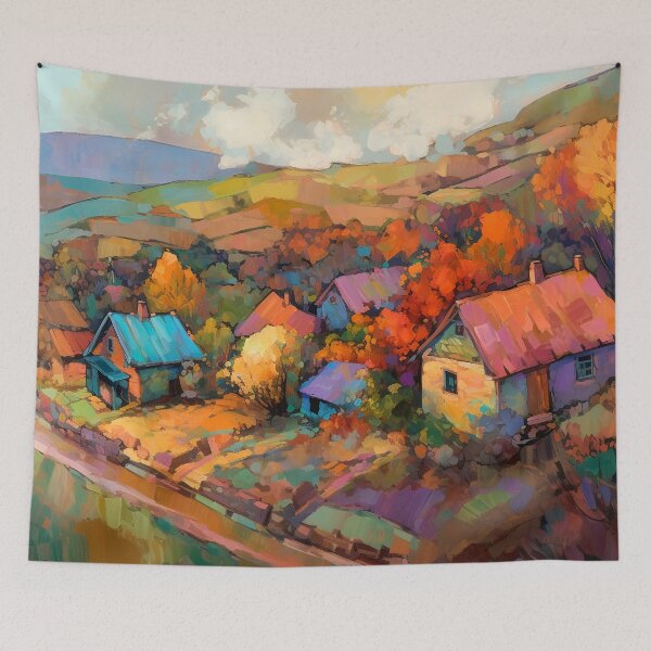 Item preview, Countryside village at sunset 4 designed and sold by Art by Lilia.