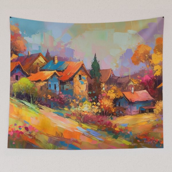 Item preview, Countryside village at sunset 5 designed and sold by Art by Lilia.