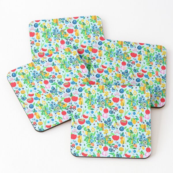 Item preview, pattern of bright, bold nature icons like wildflowers, beautiful leaves and fruit designed and sold by kiyaansh16.