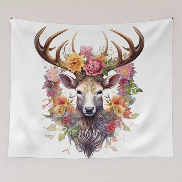 Item preview, deer with flowers designed and sold by Myrilwen.