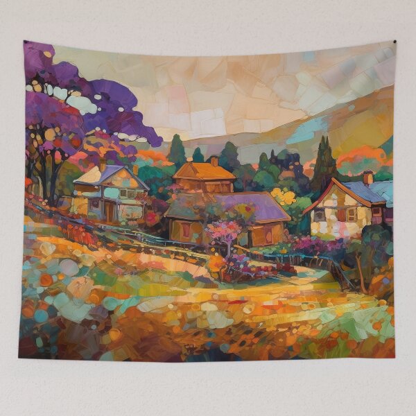Item preview, Countryside village at sunset 6 designed and sold by Art by Lilia.