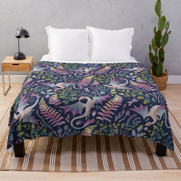 Item preview, Forest dragons rainbow colours on navy designed and sold by adenaJ.