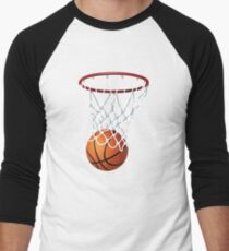 Basketball and Hoop Net Baseball ¾ Sleeve T-Shirt
