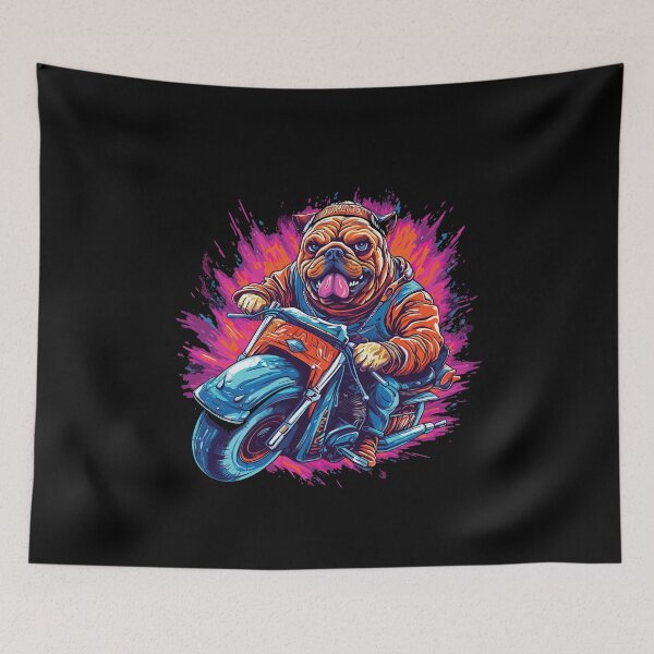 Item preview, A Bulldog dog riding a motorcycle designed and sold by Gerald Waters.