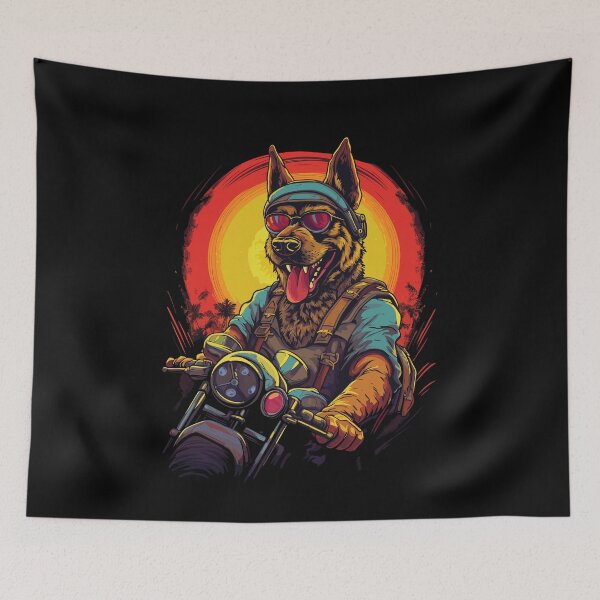 Item preview, A German Shepherd dog riding a motorcycle designed and sold by Gerald Waters.