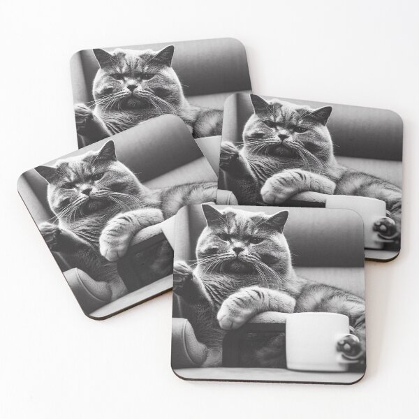 Item preview, Cat enjoys coffee on the couch designed and sold by vk09.