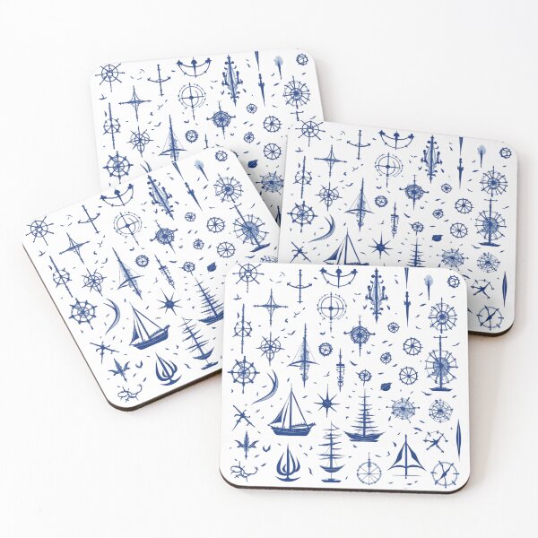 Item preview, Blue Nautical Themed Pattern / Ships and Wheels Pattern designed and sold by TGAL2.