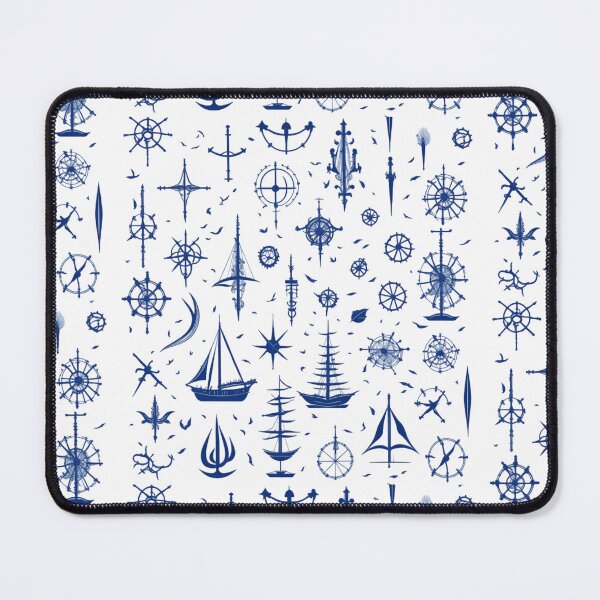 Item preview, Blue Nautical Themed Pattern / Ships and Wheels Pattern designed and sold by TGAL2.