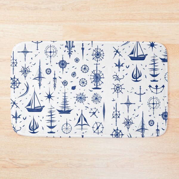 Item preview, Blue Nautical Themed Pattern / Ships and Wheels Pattern designed and sold by TGAL2.