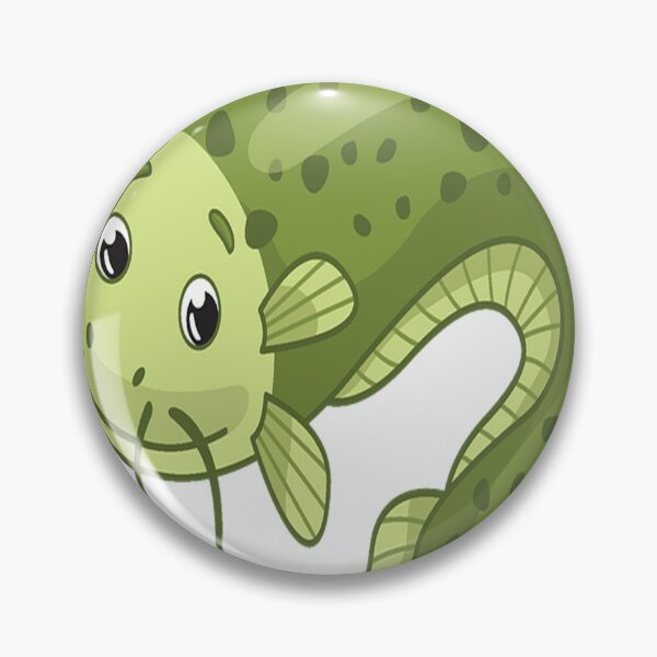 Item preview, Green catfish with brown long beard smiling designed and sold by Bailee-BC19.