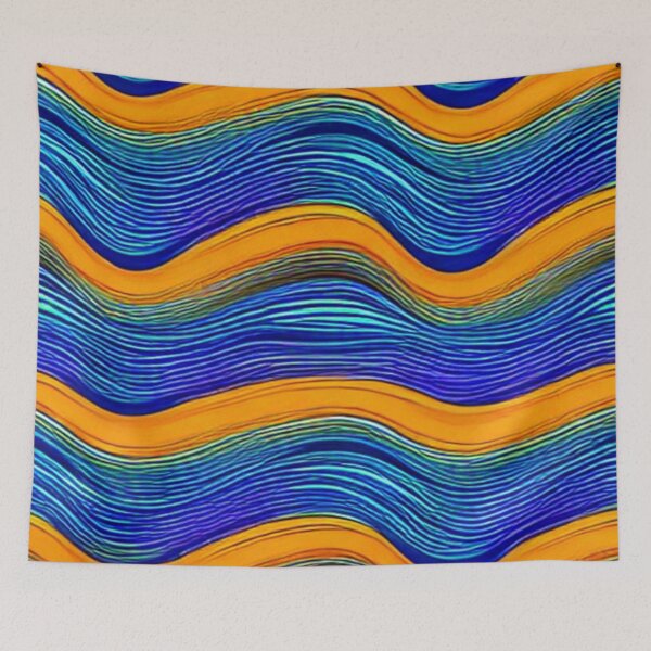 Item preview, Orange and Blue Wavy Lines designed and sold by calibrit.