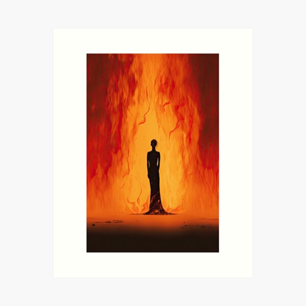 Longing, burning like embers, minimalist image, AI generated Art Print