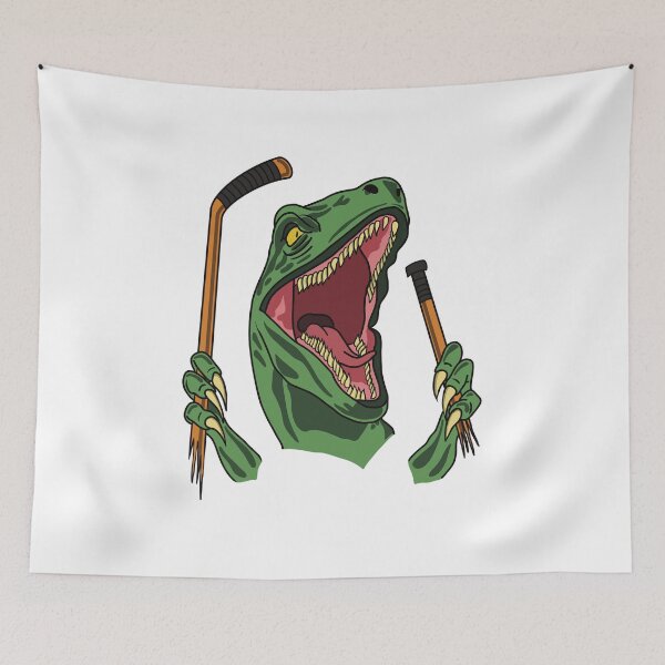 Item preview, Ice Hockey Dinosaur Velociraptor Breaking Stick designed and sold by HockeyGhost.